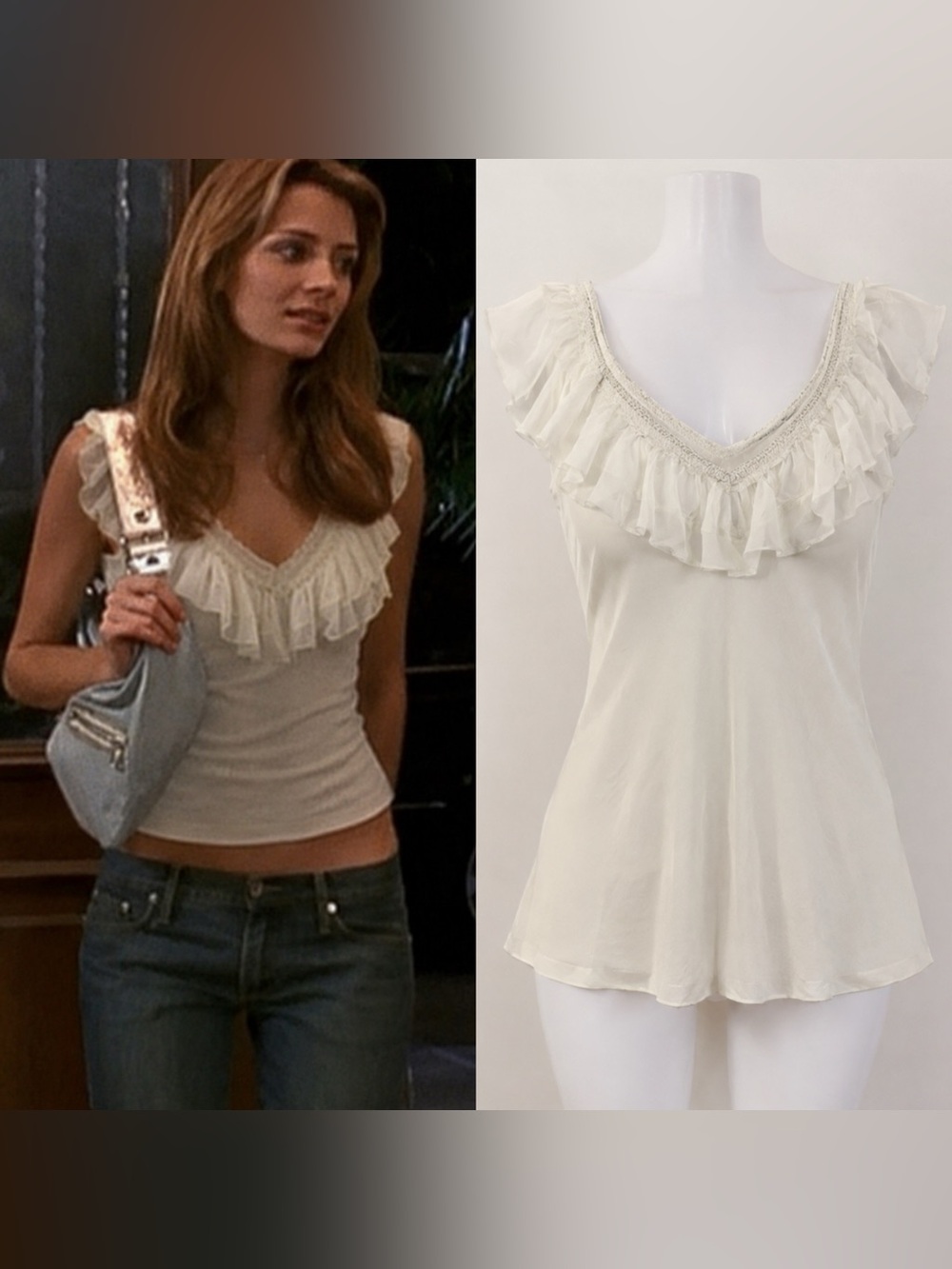 Vero Moda Cream Ruffle V-Neck Camisole